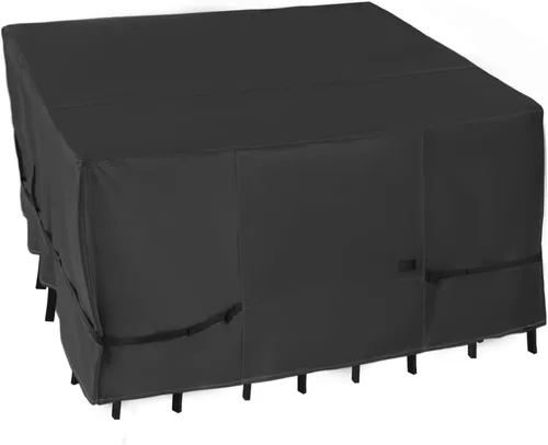 Miniatura 8 de NettyPro Funda rectangular para mesa de patio, 105 x 75 pulgadas, impermeable, para mesa de comedor y silla, rectangular, color negro