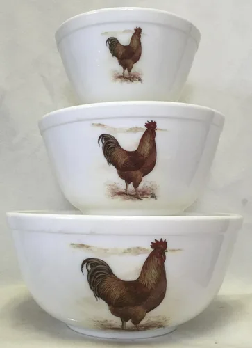 Miniatura 3 de Juego de 3 cuencos para mezclar - Exclusivo Rosso - Adhesivo de vidrio de leche - Hecho en Estados Unidos - Mosser Glass USA (gato negro)