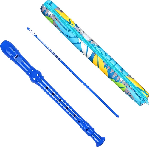 Miniatura 15 de Instrumento de flauta soprano para niños principiantes estudiantes, digitación alemana, llave C, flauta soprano de 3 piezas con varilla de limpieza