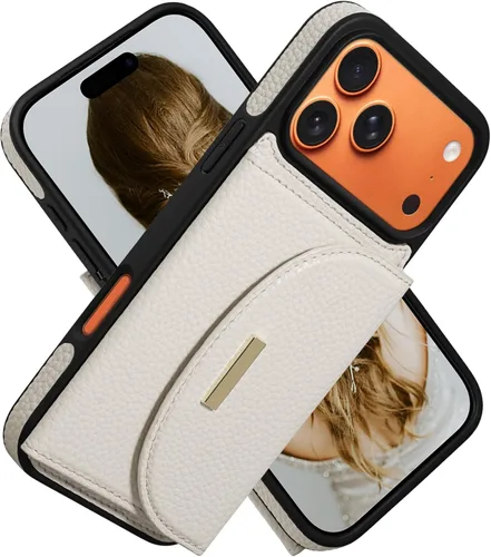 Miniatura 28 de Funda tipo cartera para iPhone 15 Pro de 6.1'', funda plegable con ranuras para tarjetas, soporte con anillo y atril, cubierta protectora tipo folio