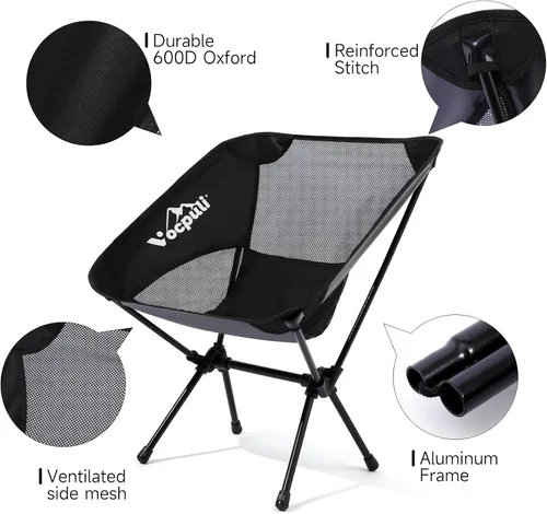Miniatura 6 de Sillas de campamento, silla plegable portátil, equipo de campamento para campamento, senderismo, montañismo, playa, picnic y festival, regalos