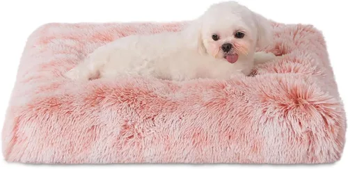 Miniatura 32 de Bedfolks Cama Impermeable para Jaula de Perro, Cama de Felpa para Perros con Funda Lavable Extraíble, Almohadón de Jaula de Perro de Piel Sintética