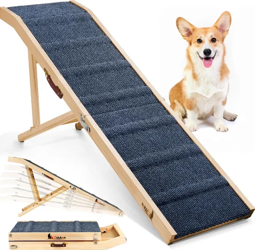 Rampa para perros para cama, rampa plegable L63 W17 para perros pequeños y grandes, gatos, rampas para perros para camas altas de automóvil, alta