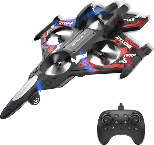 Avión RC BEZGAR | Drones de 2.4GHZ para niños, avión de control remoto, helicóptero RC, juguete de avión de combate con voltereta de 360° y luces de