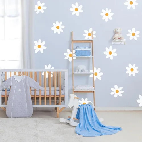 Miniatura 2 de Plantillas de pared bohemias con flores de margaritas grandes para pintar patrones grandes en la pared, concreto para patio, plantilla reutilizable