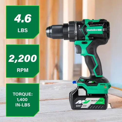 Miniatura 5 de Metabo HPT Kit de taladro de martillo inalámbrico MultiVolt™ de 36 V sin escobillas de 1/2 pulgada, kit de taladro eléctrico con baterías Metabo