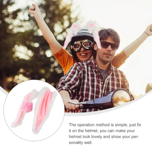 Miniatura 6 de FAVOMOTO 1 Set Helmet Rabbit Ears and Tail Decors Motorbike Helmet Decorative Accessories