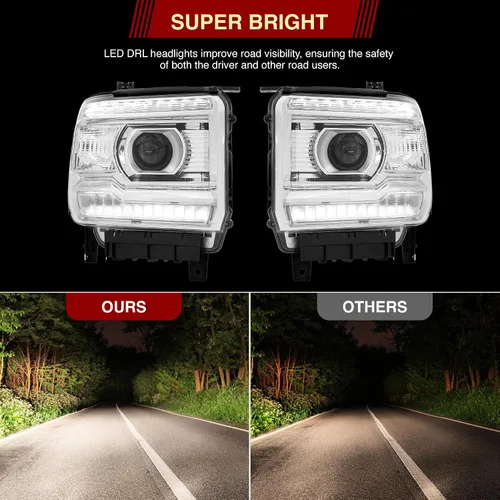 Miniatura 8 de AJP Distributors Par de faros delanteros LED DRL estilo OE con proyectores halógenos, lámparas de señal, carcasa de montaje de luces