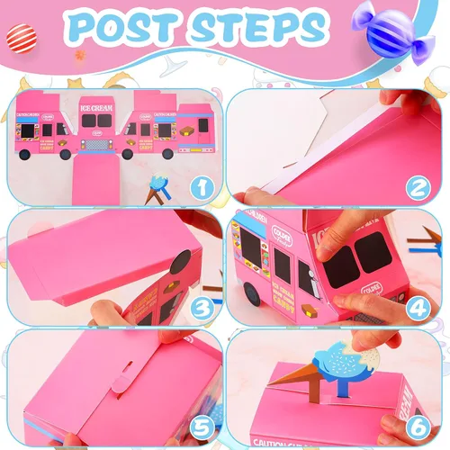 Miniatura 5 de Tenare 20 piezas de centros de mesa de helado para mesas, cajas de recuerdo con forma de camión, cajas de aperitivos para helado, contenedor