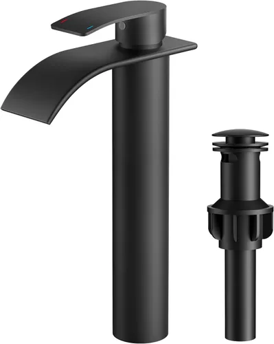 Miniatura 21 de FORIOUS Grifos de baño negros y dorados, cascada de 4 pulgadas con drenaje desplegable de metal y manguera cUPC para lavabo, tocador, RV, pedestal