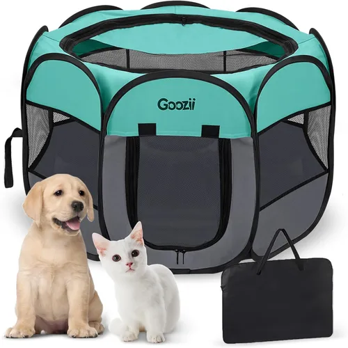Miniatura 10 de Goozii Corralito portátil plegable, perros, interior y exterior, funda con cremallera, cubierta superior, puerta, para piso, gatos grandes, conejos