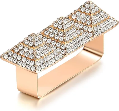 Anillo de pirámide de aleación punk con diamantes de imitación, rapero hip hop, labios rojos, bisutería, tamaño de 2 dedos