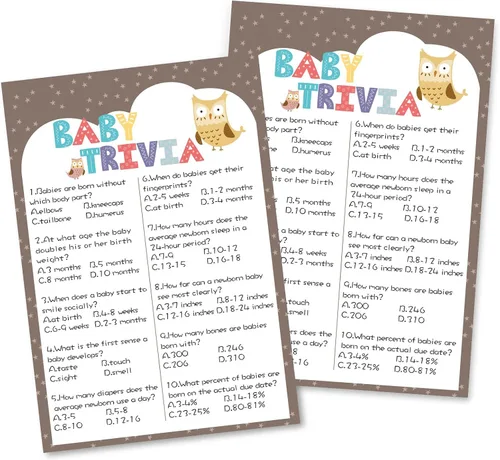 Miniatura 7 de OLOUTAB Juegos de Baby Shower para Niño o Niña - Juego de Vientre de Cerveza o Barriga de Bebé (50 Tarjetas), De Género Neutral, Papel Grueso