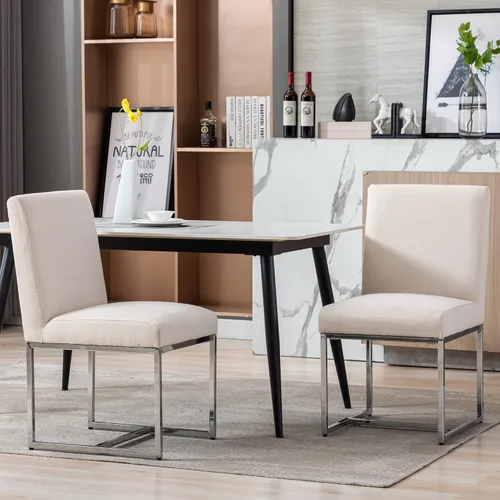Miniatura 27 de BESTANO Sillas De Comedor - Juego de 2 sillas de comedor modernas negras tapizadas de piel sintética para cocina y comedor con marco de metal negro