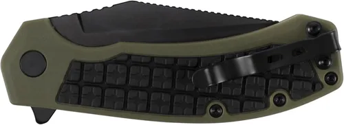 Miniatura 2 de Kershaw Cuchillo de bolsillo Faultine (8760); hoja 8Cr13MoV de 3 pulgadas con apertura manual KVT, revestimiento de óxido negro y sobremoldeado
