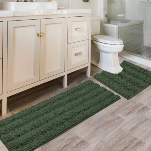 Miniatura 166 de H.VERSAILTEX - Alfombras de baño, juego de 2 piezas, alfombra de contorno para baño, juego de alfombras para inodoro, alfombra antideslizante