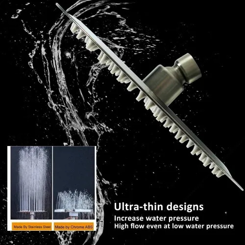 Miniatura 3 de NearMoon Cabezal de ducha de lluvia, diseño ultrafino - aumento de presión, experiencia impresionante, lluvia de alto flujo, acero inoxidable
