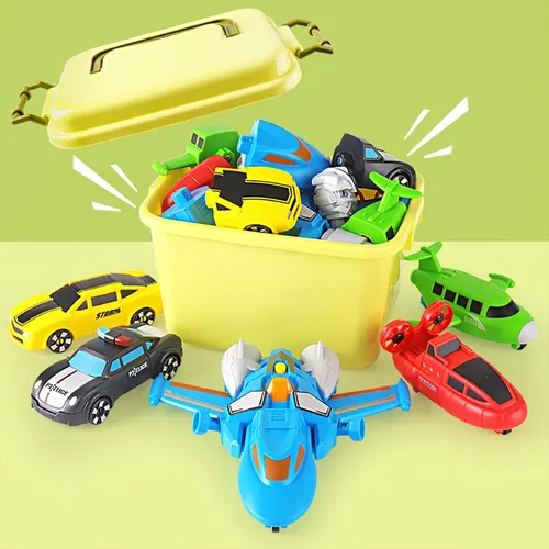 Miniatura 9 de QUERCITRON - Juego de vehículos magnéticos 5 en 1, juguete que se transforma en robot, kit de figuras de acción de construcción con piezas