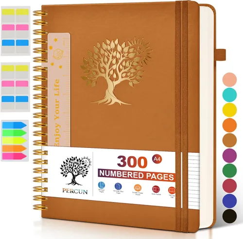 Miniatura 26 de Cuaderno grande en espiral para mujeres y hombres, 300 páginas rayadas numeradas, con rayas universitarias, cuaderno encuadernado en espiral de tapa