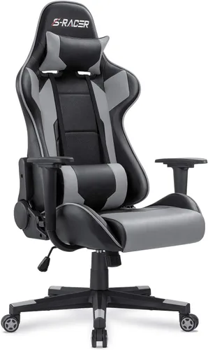 Miniatura 11 de Homall Silla de juegos, silla de oficina con respaldo alto, silla de computadora de cuero, silla de escritorio racing ejecutiva, ergonómica, Negro