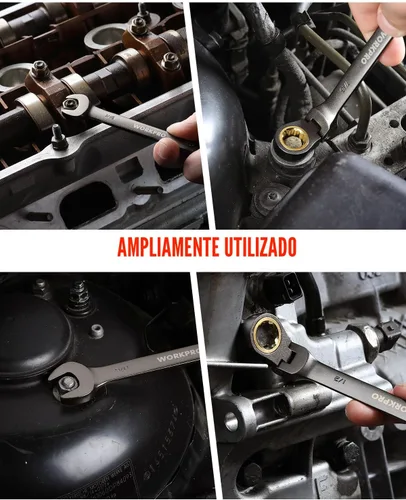 Miniatura 9 de WORKPRO Juego de llaves combinadas de trinquete de cabeza flexible de 8 piezas, SAE 5/16-3/4 pulgadas, 72 dientes, construcción CR-V, niquelado