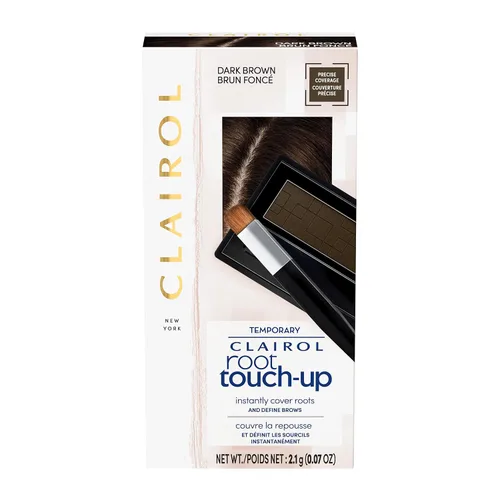 Miniatura 2 de Clairol Polvo de ocultación temporal de retoque de raíz, color de cabello castaño oscuro, paquete de 1 unidad y barra rápida de retoque de raíz gris