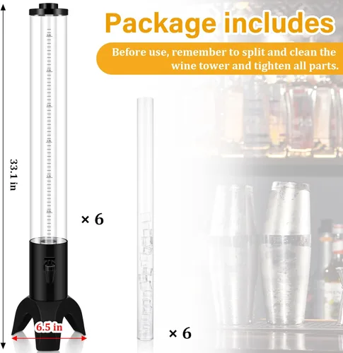 Miniatura 6 de Mumufy 6 juegos de 3 l dispensador de torre Mimosa Torre Mimosa con tubo de hielo, dispensadores de cerveza y margarita para fiestas, hogar, bar