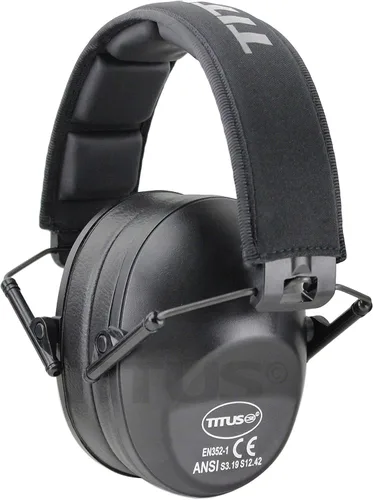 Miniatura 3 de TITUS Paquete combinado de orejeras y gafas de seguridad de línea delgada Marco negro G26/lente amarilla