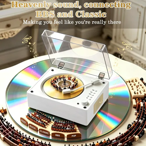 Miniatura 3 de CD Player with Bluetooth 5.3, Wood Grain CD Player for Home, Retro Desktop Music Player, Dual HI-FI Speakers with Remote Control