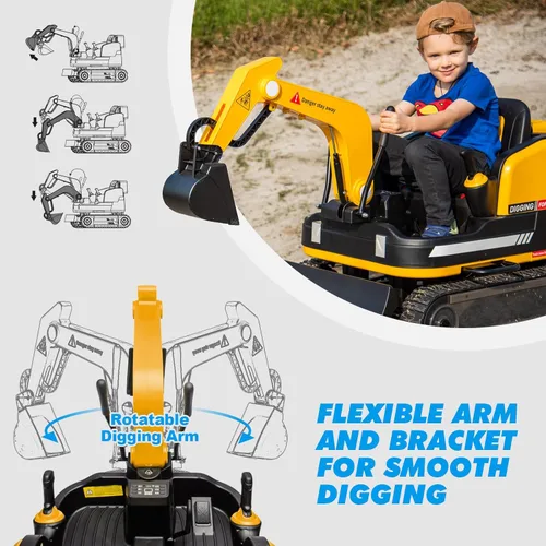 Miniatura 4 de JOYLDIAS Retroceder y avanzar en 360 grados, excavadora y bulldozer para montar, juguete con batería de 12V12AH, retroexcavadora con diseño