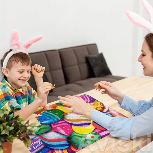 Miniatura 6 de Rompecabezas de Pascua con póster de referencia 1:1, rompecabezas festivos para adultos y niños - 500 piezas, juegos educativos con huevos