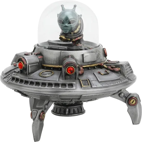 Miniatura 2 de Veronese Design 5 1/8 pulgadas de alto platillo volador OVNI Área de visitantes alienígenas 51 regalo escultura de resina decoración del hogar