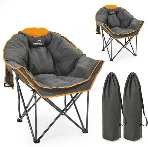 Silla de campamento acolchada de gran tamaño para adultos, silla de césped acolchada portátil, capacidad de peso de 450 libras, silla plegable de