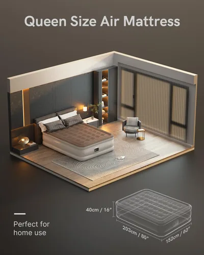 Miniatura 2 de NatraCalm Colchón de aire Queen con bomba integrada, colchón inflable mejorado para el hogar y cama de invitados temporal, cama de aire cómoda