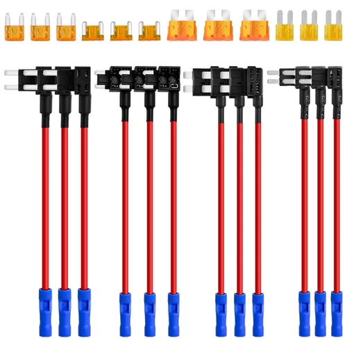 Muhize - Juego de 4 tipos de adaptador y fusible de 12 V, portafusibles con MICRO2 Mini ATC ATS Adaptador de toma de perfil bajo para automóviles,