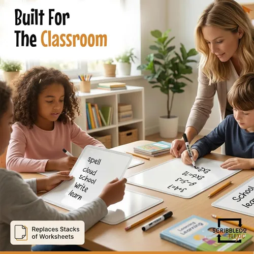 Miniatura 2 de SCRIBBLEDO Hojas de Pizarra Blanca Pequeña de Borrado en Seco de 9"x12" para Niños Maestros Manipulativos de Clase Mini Pizarras Blancas Personales