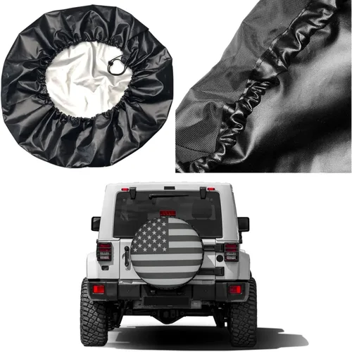 Miniatura 5 de Cubierta de neumático de repuesto con bandera de Estados Unidos, a prueba de polvo, para remolque, RV, SUV y muchos vehículos, 14 pulgadas