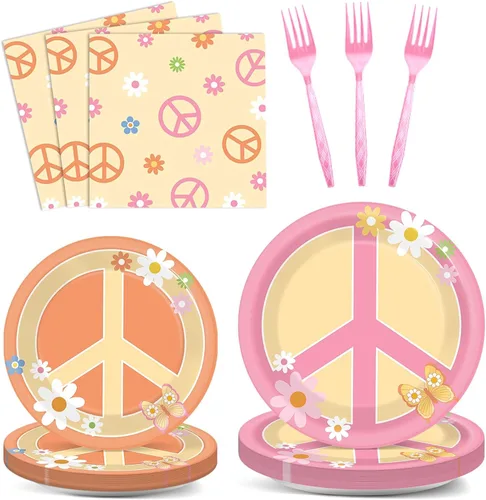Miniatura 12 de 96 piezas de decoración de fiesta de cumpleaños de dona para el cuarto cumpleaños para 24 invitados Cuatro dulces platos de papel de dona