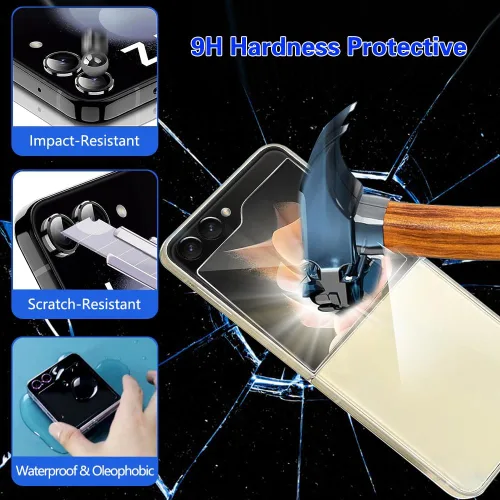 Miniatura 5 de Protector de pantalla de privacidad 8 en 1 para Samsung Galaxy Z Flip 5, interior suave EPU flexible, protector de pantalla frontal y trasera