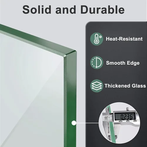 Miniatura 3 de GASPRO Protector de Vidrio para Chimenea de 35.5 x 15.5 Pulgadas para Mesa de Chimenea Rectangular, Panel de Vidrio Templado Grueso y Robusto