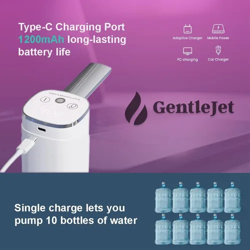 Miniatura 7 de GentleJet Dispensador de agua automático para botella de 5 galones, bomba de agua eléctrica recargable USB-C, pantalla digital, flujo medido
