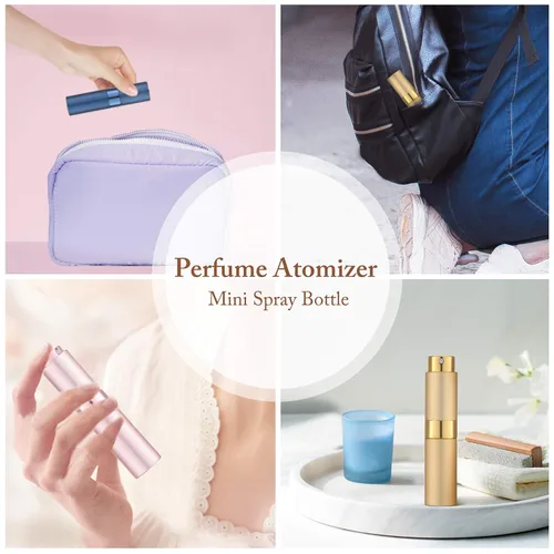 Miniatura 4 de Tekson Atomizador de perfume de viaje de 0.3 fl oz, recargable, mini botella de spray de colonia vacía, pequeño rociador portátil para después