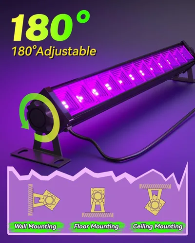 Miniatura 7 de Paquete de 2 barras de luz negra LED de 42W, luz negra con cable de 6 pies + interruptor + enchufe, suministros para fiestas de luces negras que