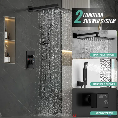 Miniatura 35 de SR SUN RISE ORB - Juego de cabezal de ducha cuadrado y mango de lluvia, accesorios de ducha montados en la pared, kits de reparación de grifo