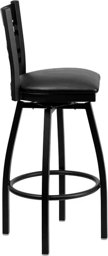 Miniatura 6 de Flash Furniture HERCULES Series Black ''X'' Taburete giratorio de metal – asiento de vinilo negro
