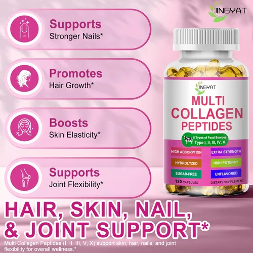 Miniatura 3 de Cápsulas blandas de péptidos de colágeno múltiples, péptidos de colágeno hidrolizados para mujeres y hombres con ácido hialurónico de vitamina C