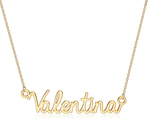 Turandoss - Collar personalizado con nombre, chapado en oro de 14 quilates, collar con dije de nombre delicado, joyería personalizada, regalo para