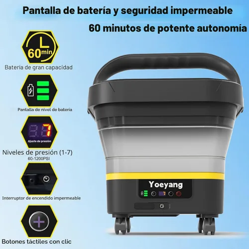 Miniatura 3 de Limpiador inalámbrico portátil con tanque: herramienta de limpieza eléctrica plegable, tanque de 3.4 galones, rociador ajustable de varios niveles