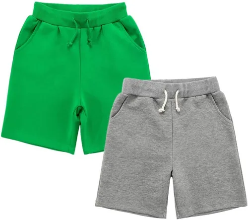 UNCOO - Paquete de 2 pantalones cortos deportivos de tela deportiva saludable para niños (edad 3-12 años)
