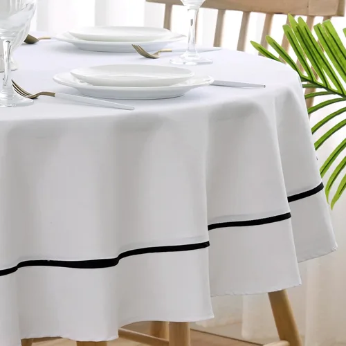 Miniatura 34 de EHouseHome Mantel de tela resistente con encaje blanco, impermeable, sin arrugas, resistente a las manchas, a prueba de aceite, para comedor
